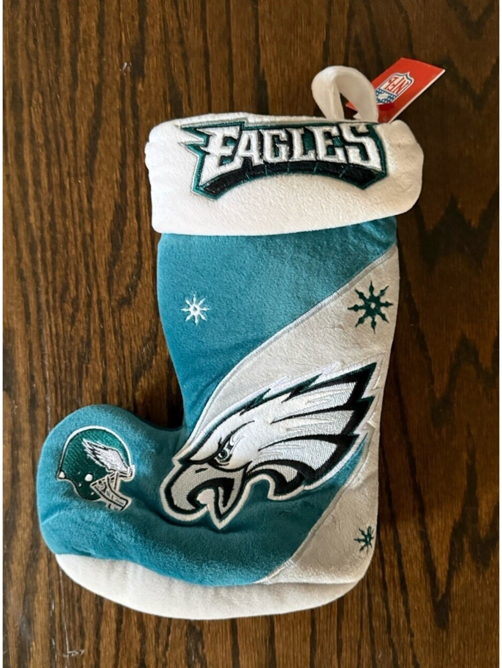 NFL Philadelphia Eagles Christmas Stocking Embroidered Logo Green/Gray Beans NWT